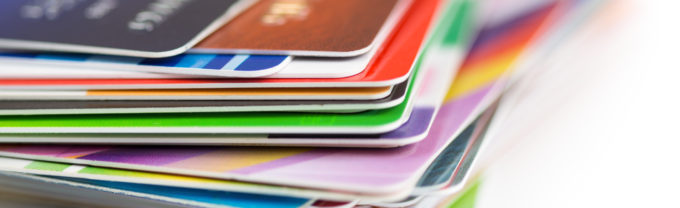 credit cards stack close up